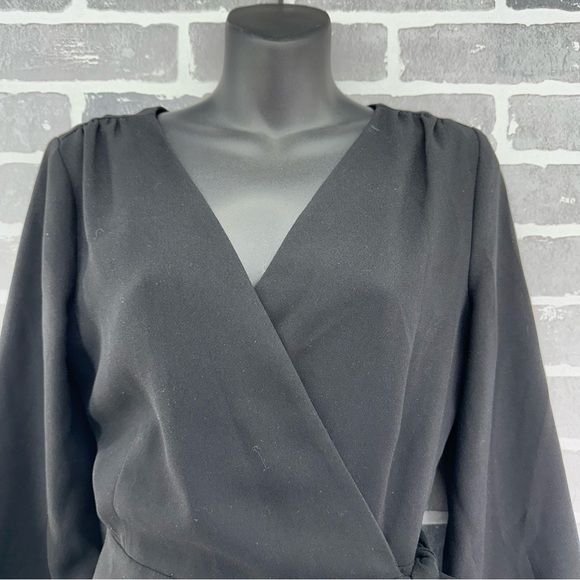 J. Crew Black Long Sleeve Wrap Dress Size 6 - Picture 9 of 11